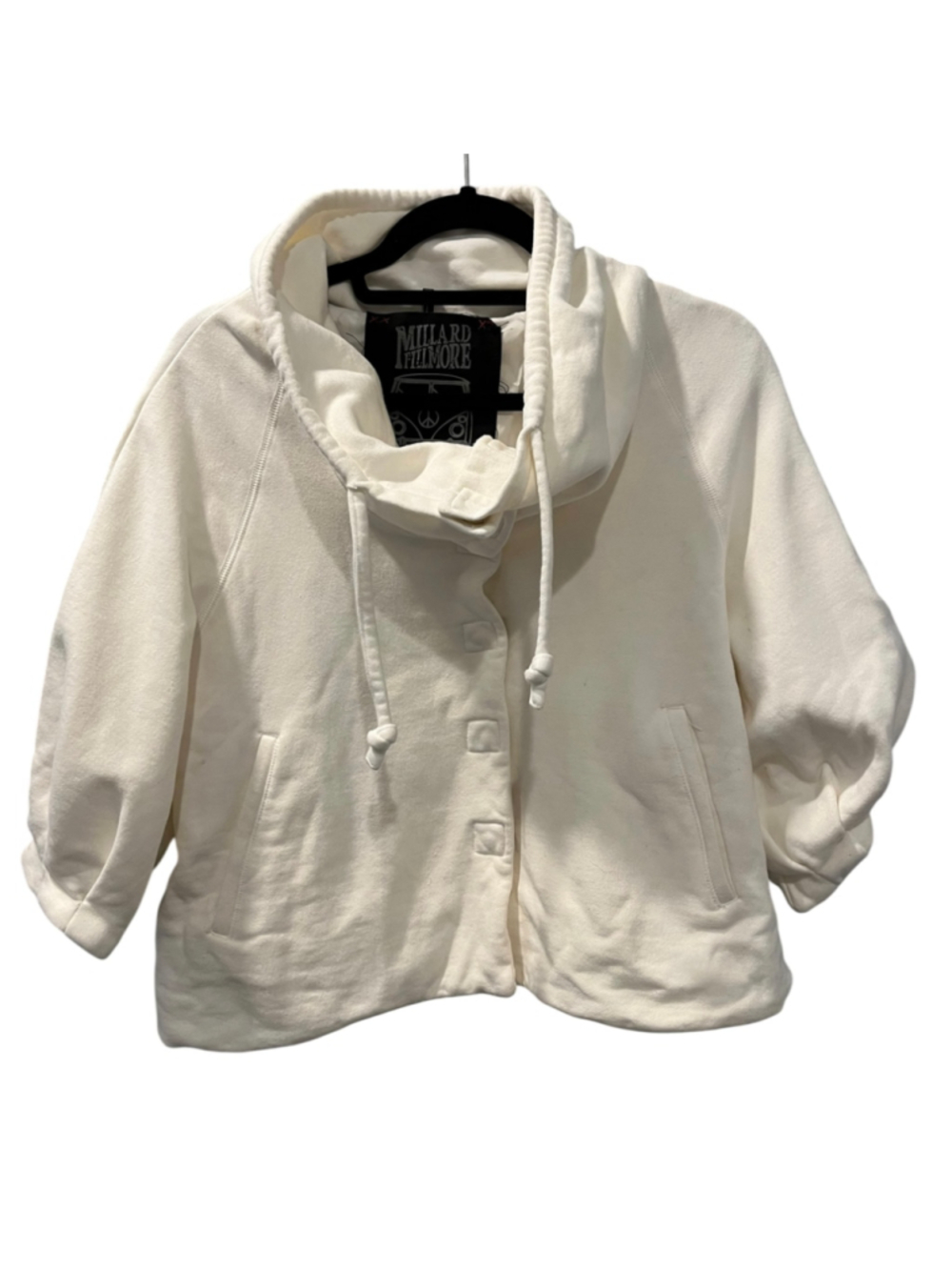 Vintage Anthropologie Millard Fillmore Cream Cropped Jacket Cowl Neck Slouchy M